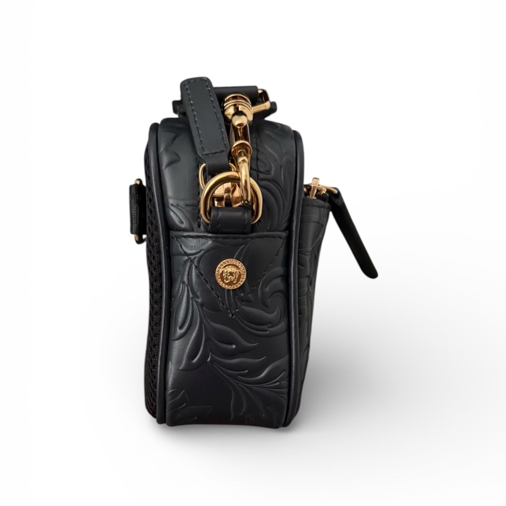 NWT! Versace Black Embossed 3 Way Bag w/ RFID - Picture 7 of 9